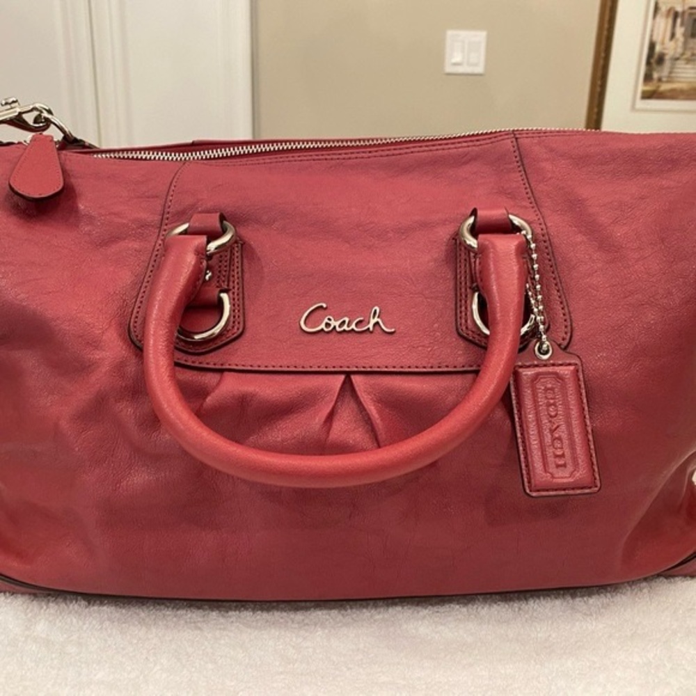 Coach Ashley ShoulderSatchel Rose Coloured Leather Bag Purse Handbag
